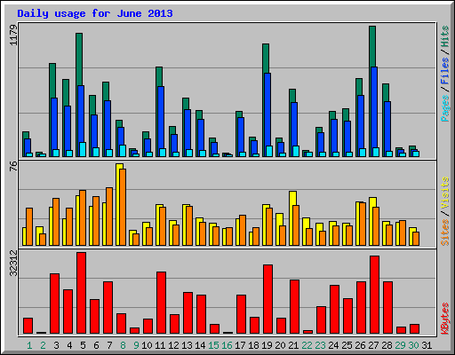 Daily usage for June 2013