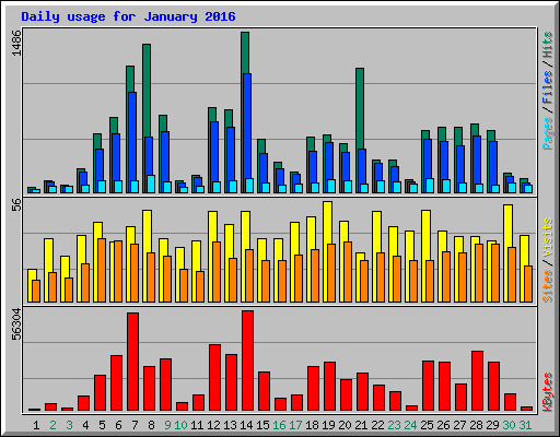Daily usage for January 2016