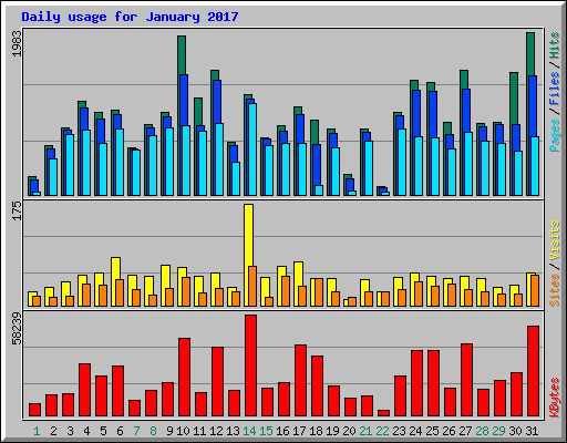 Daily usage for January 2017
