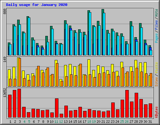 Daily usage for January 2020
