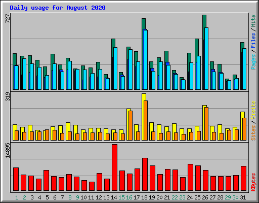 Daily usage for August 2020