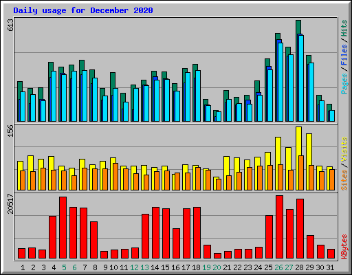 Daily usage for December 2020
