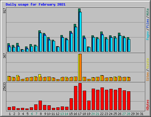 Daily usage for February 2021