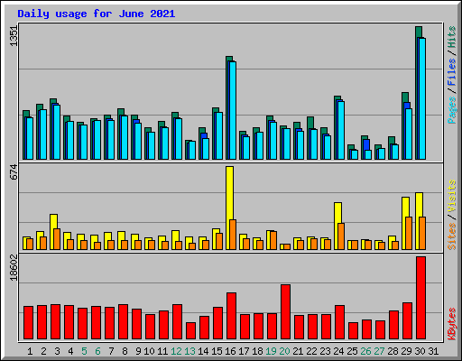 Daily usage for June 2021