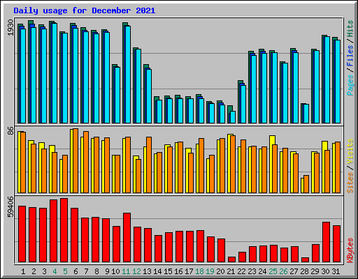 Daily usage for December 2021