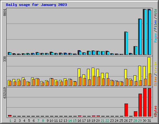 Daily usage for January 2023