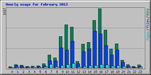 Hourly usage for February 2013