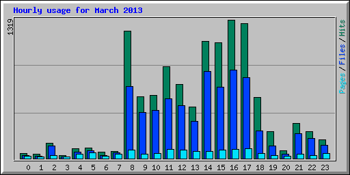 Hourly usage for March 2013