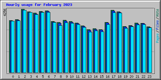 Hourly usage for February 2023